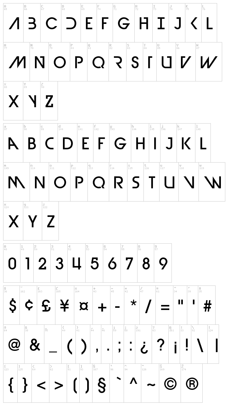 Devil Breeze font map